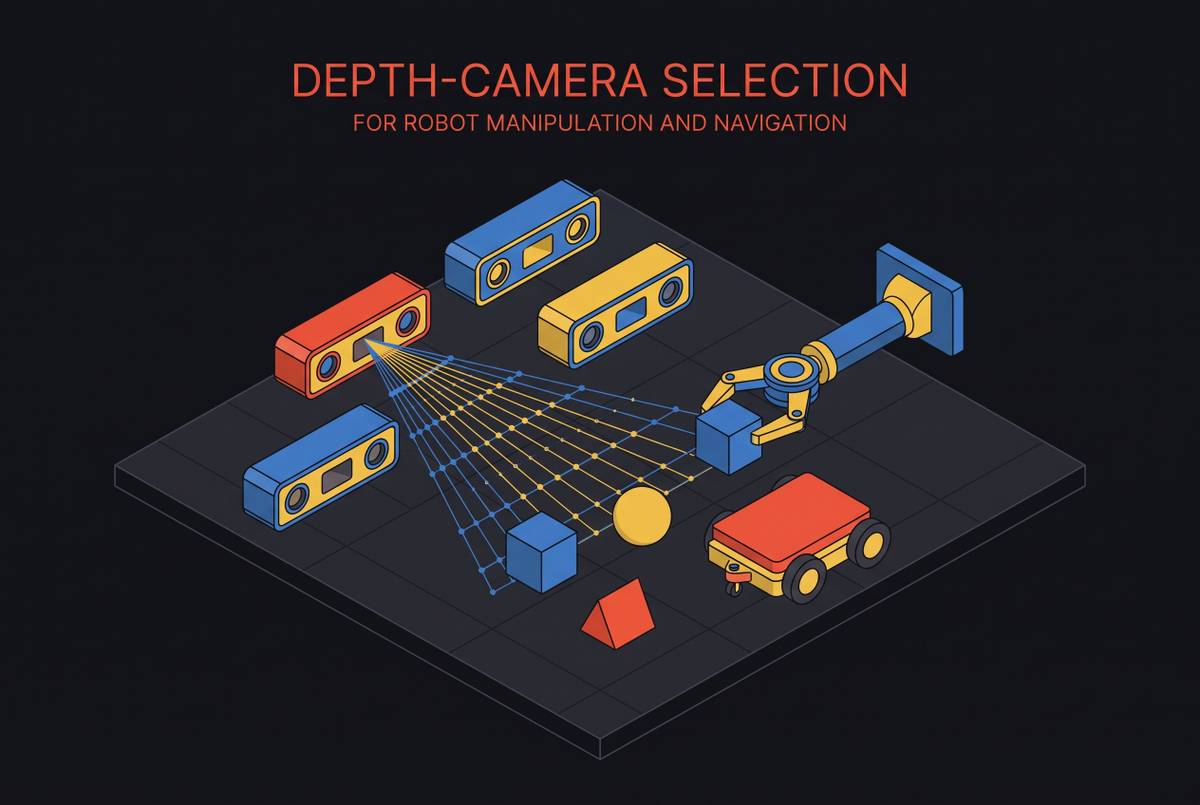 Cover illustration for “Depth Camera Selection for Robot Manipulation and Navigation”