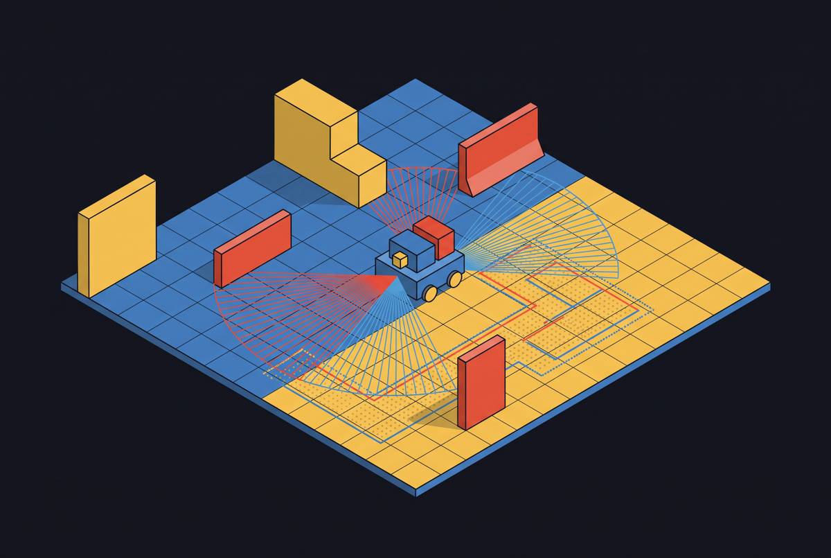 Cover illustration for “LiDAR SLAM Algorithms Compared for Indoor Mobile Robots”