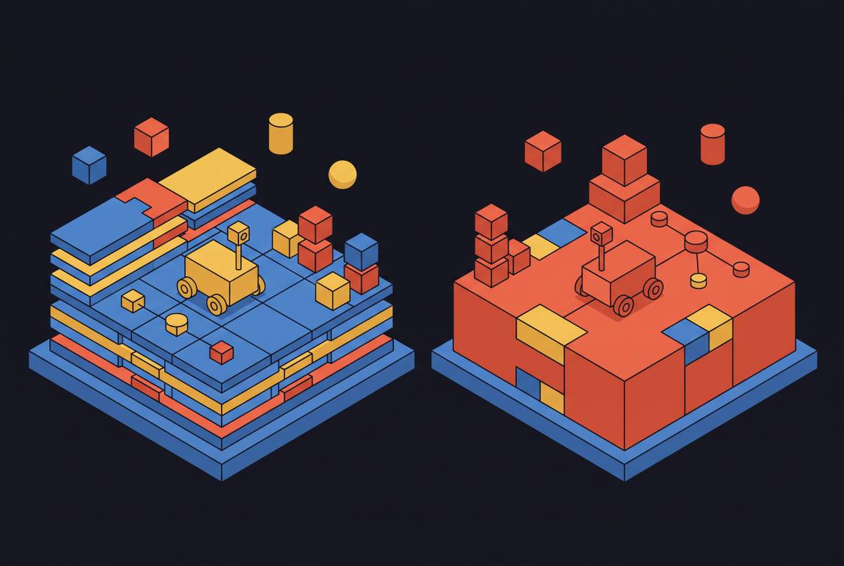 Cover illustration for “Gazebo Ignition vs Classic Gazebo for ROS 2 Projects”