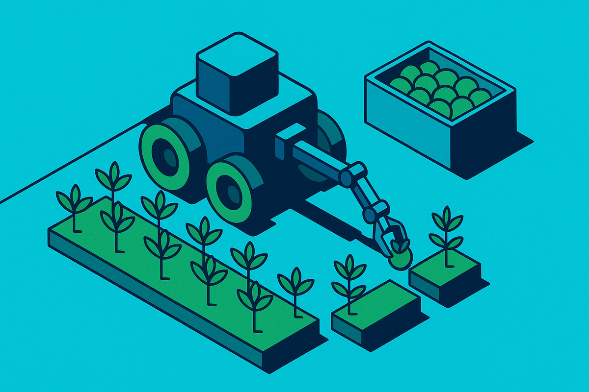 Cover illustration for “Agricultural Robot Deployment for Selective Harvesting”