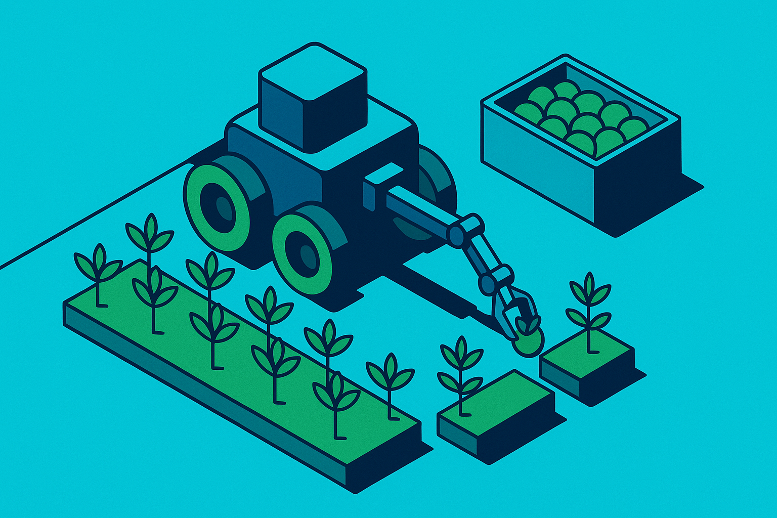 Cover illustration for “Agricultural Robot Deployment for Selective Harvesting”