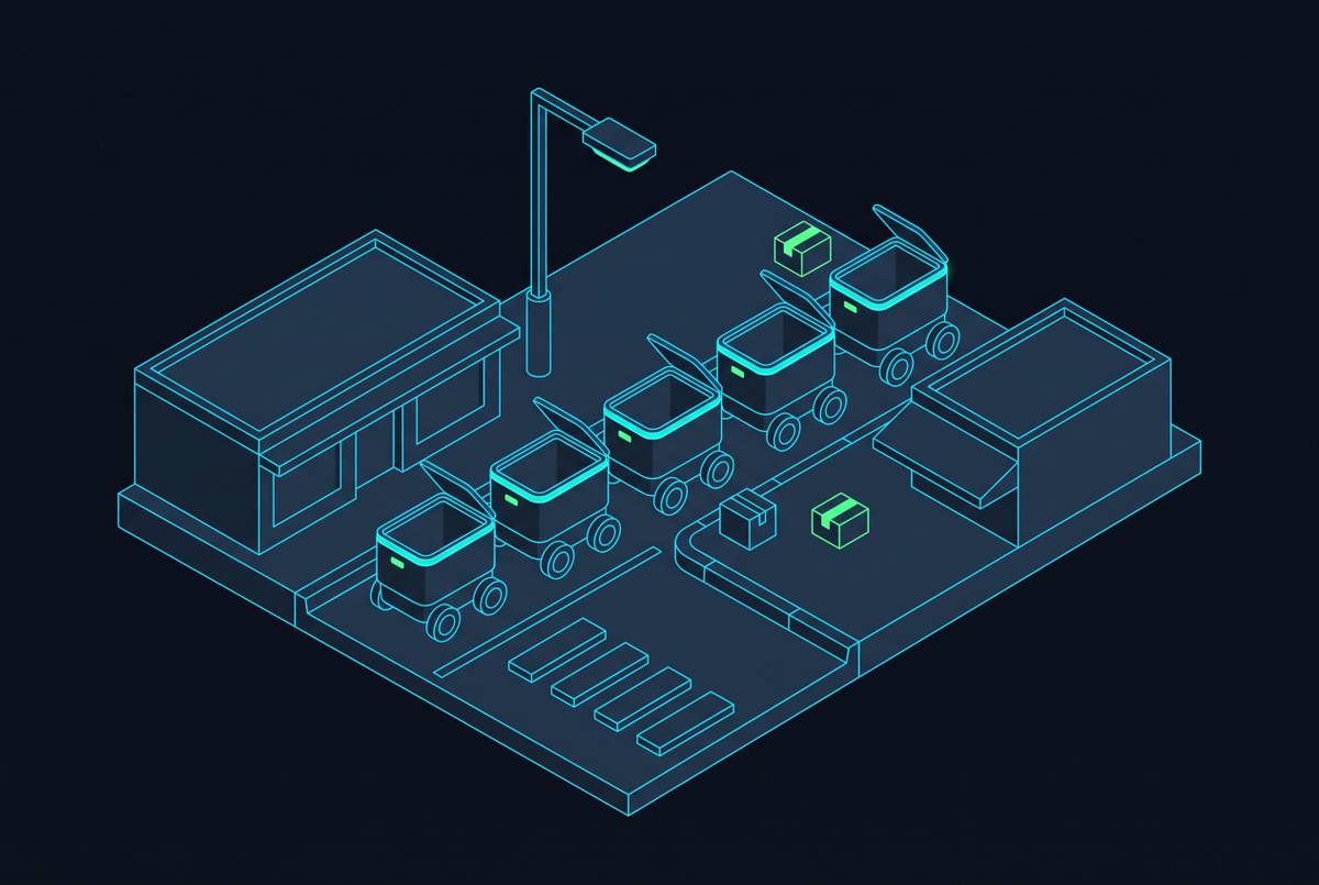 Cover illustration for “Last-Mile Delivery Robots in Urban Environments”