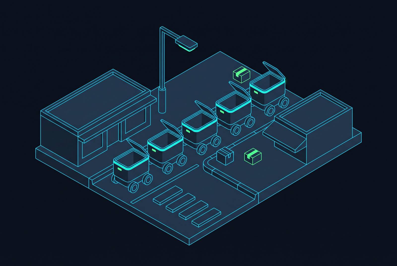 Cover illustration for “Last-Mile Delivery Robots in Urban Environments”