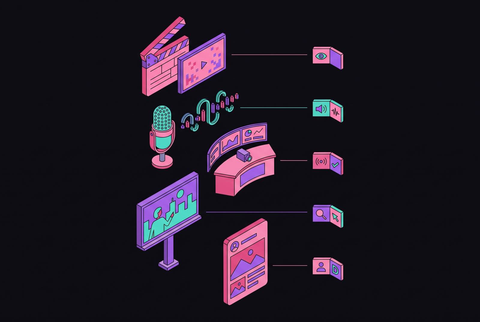 Cover illustration for “Synthetic Media Examples Across Industries and Their Disclosure Requirements”