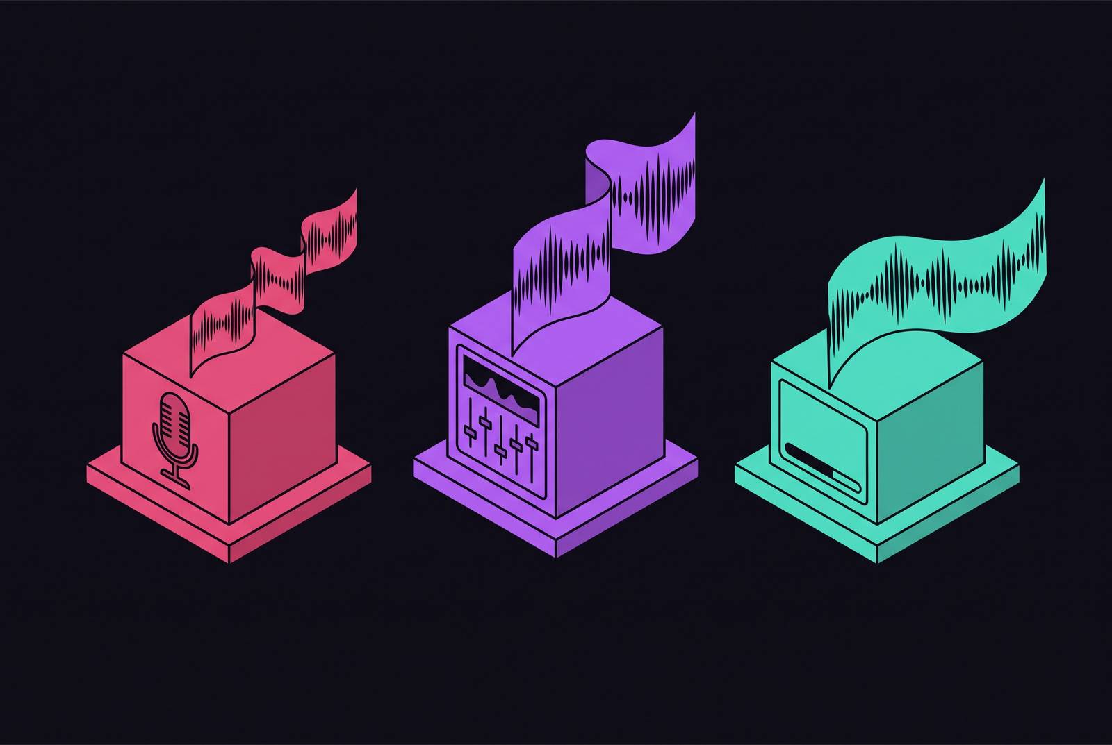 Cover illustration for “Comparing ElevenLabs Playht and Murf for Production Narration”