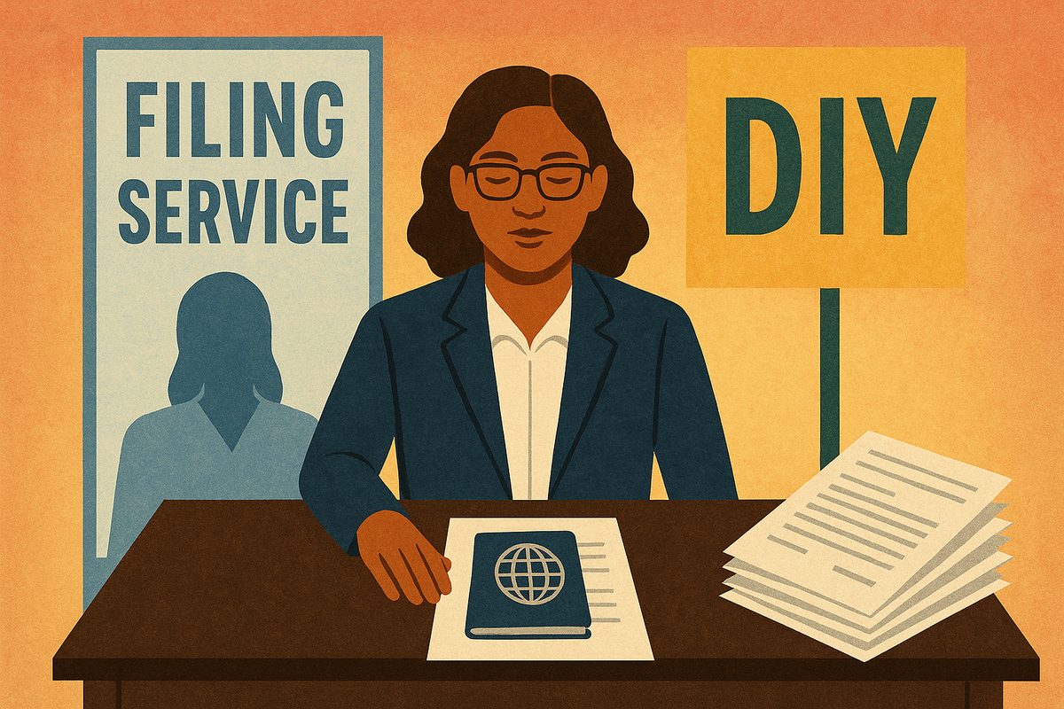 Cover illustration for “Immigration Lawyer vs. Filing Service vs. DIY”