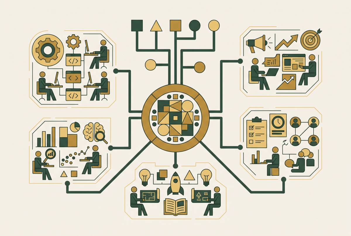 Cover illustration for “AI Enablement Program Structures Inside Large Enterprises”