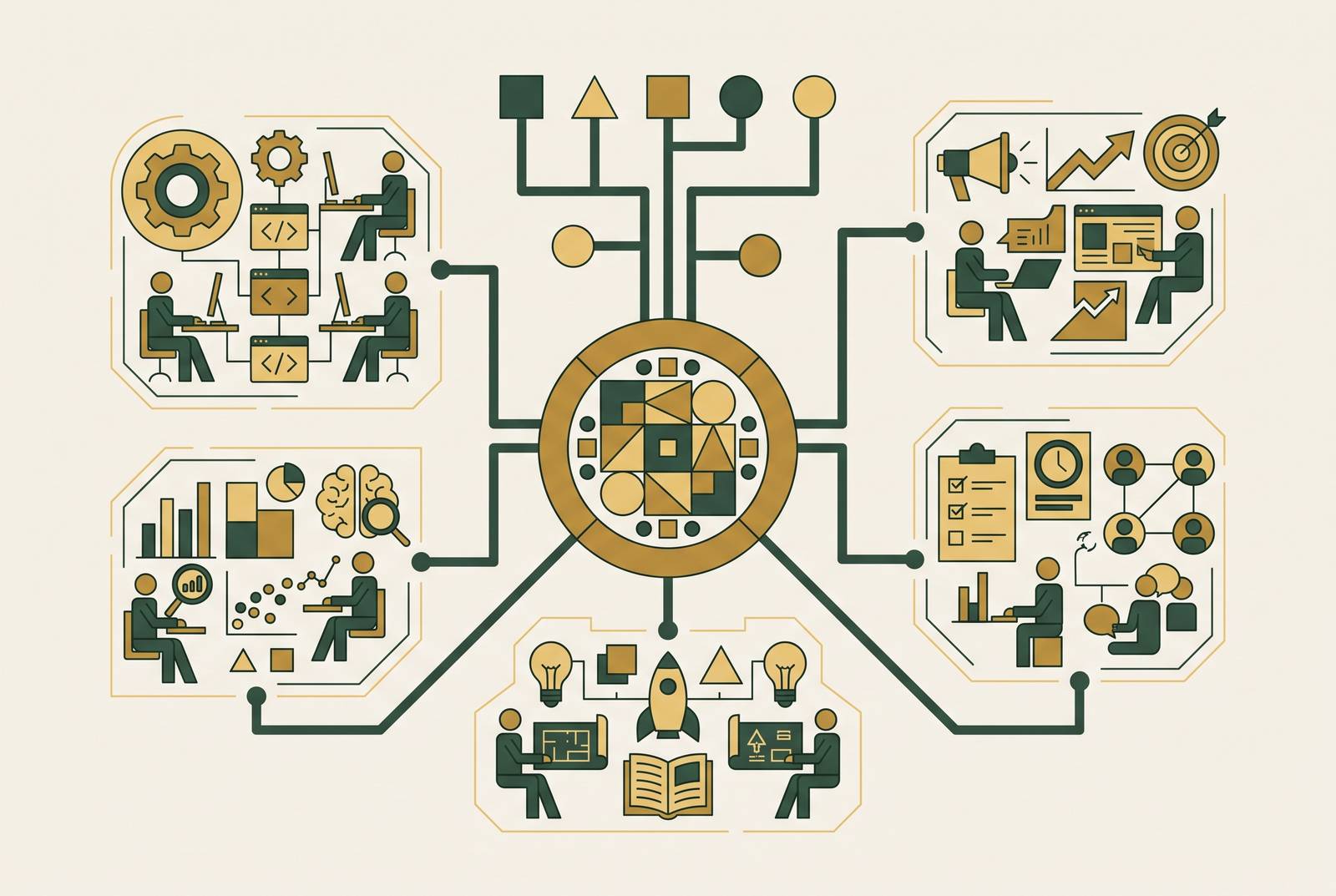 Cover illustration for “AI Enablement Program Structures Inside Large Enterprises”