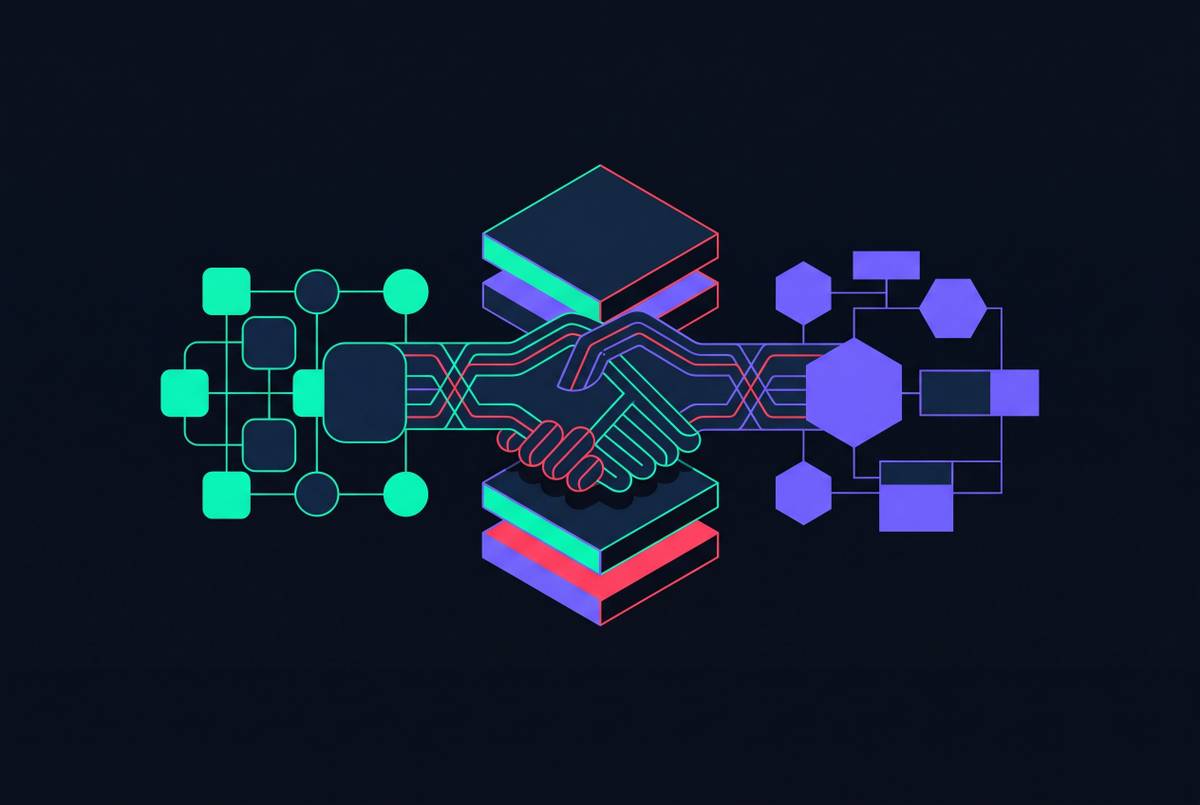 Cover illustration for “A2A Protocol and MCP Interoperability in Enterprise Stacks”