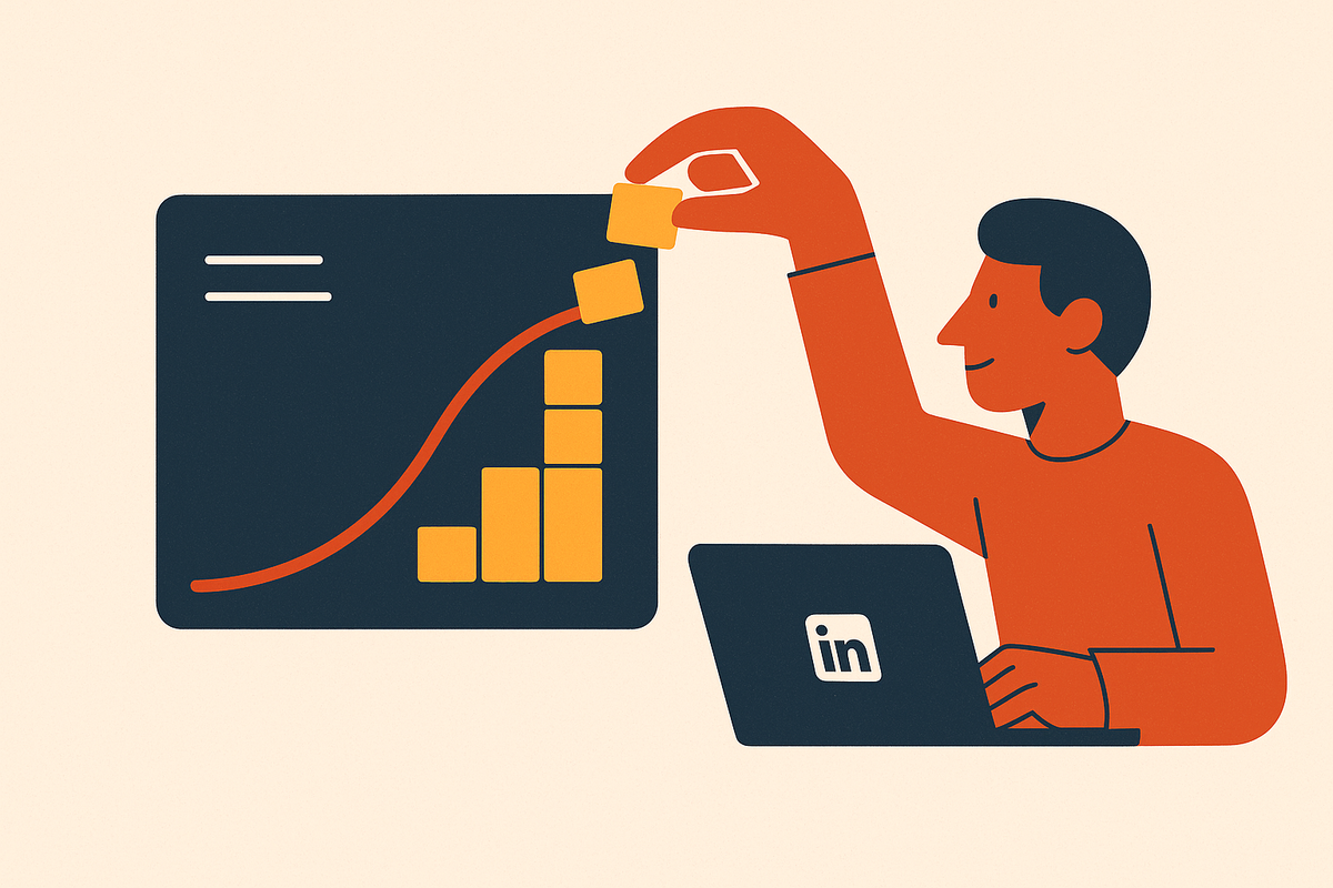 Cover illustration for “Narrative Arcs for Founders Building in Public on LinkedIn”