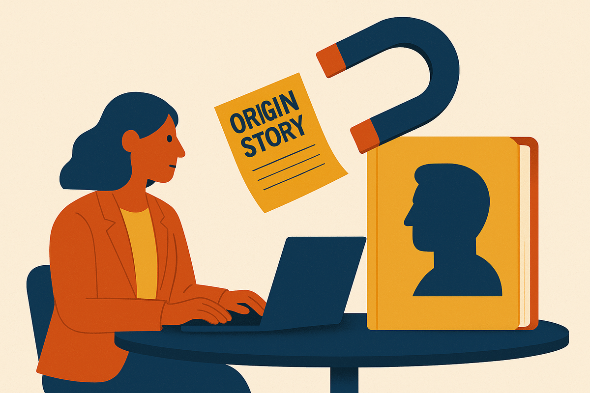 Cover illustration for “Extracting a Founder Origin Story for LinkedIn”