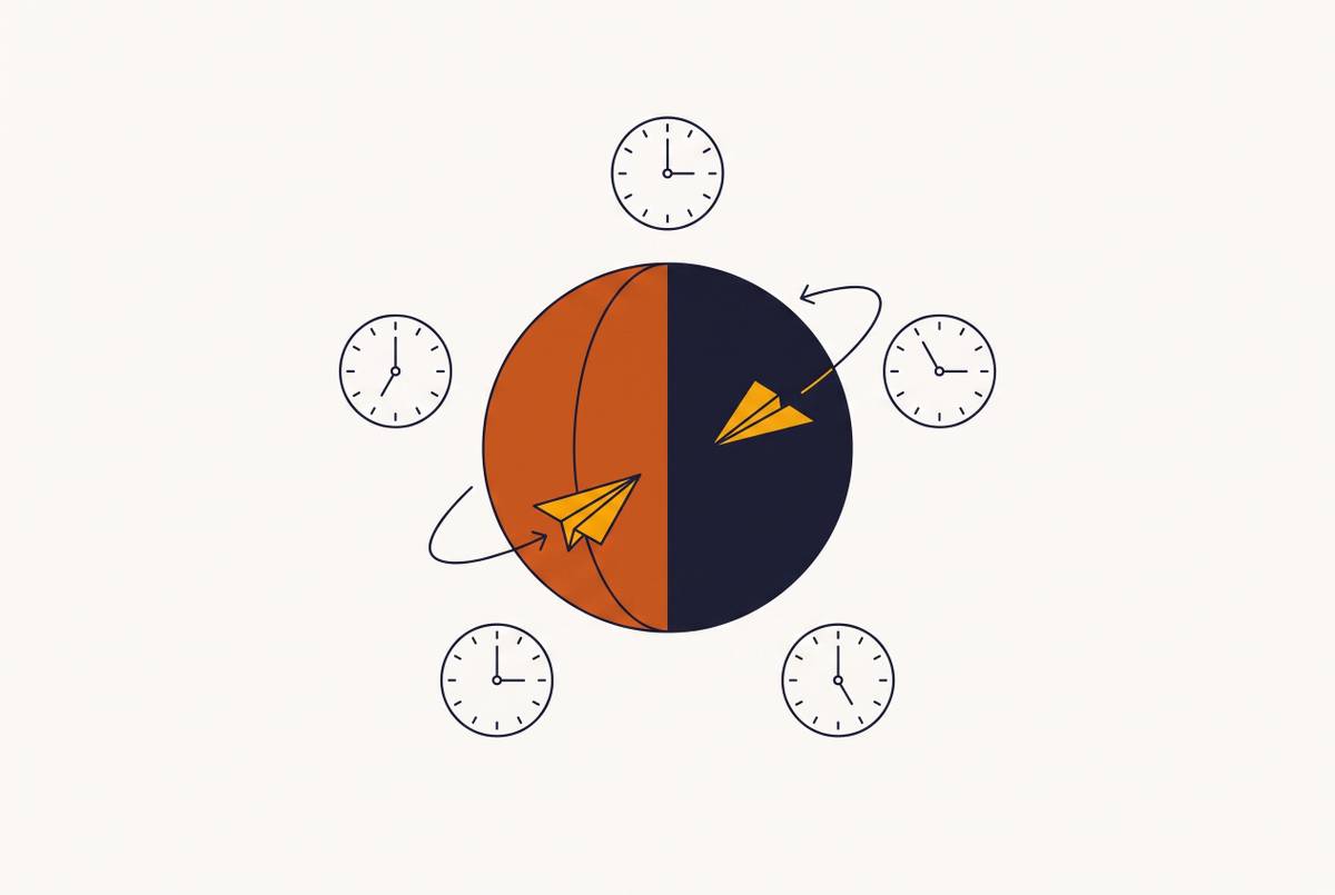 Cover illustration for “LinkedIn Posting Schedule for Founders in Multiple Time Zones”