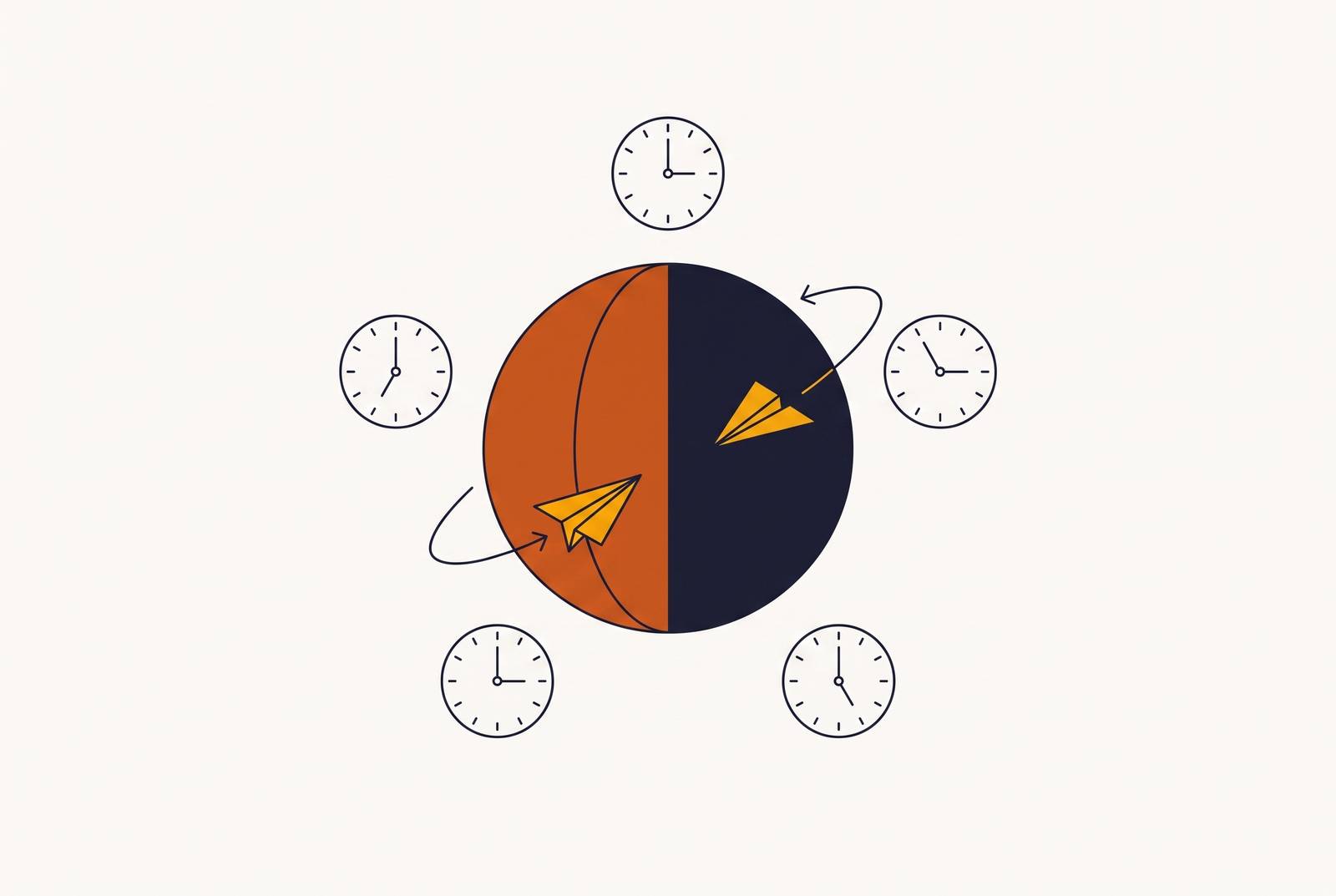 Cover illustration for “LinkedIn Posting Schedule for Founders in Multiple Time Zones”