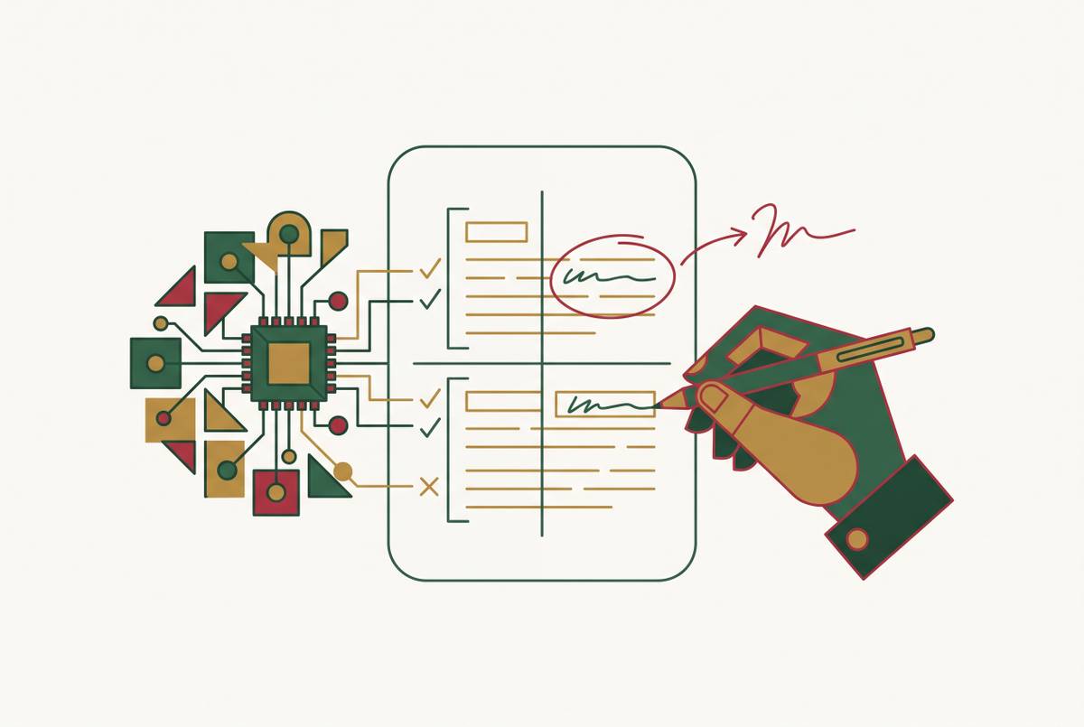 Cover illustration for “What AI-Graded FRQ Feedback Can and Cannot Replace in Teacher Review”