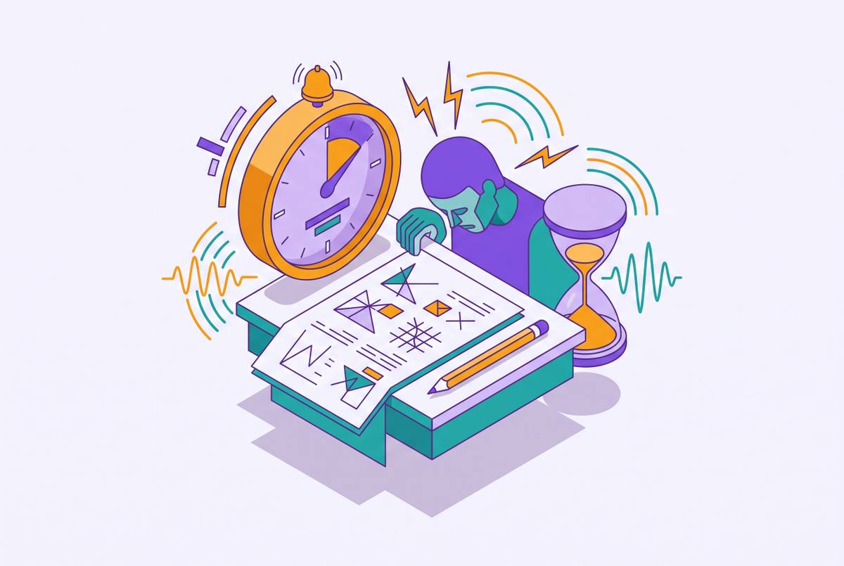 Cover illustration for “Anxiety and SAT Math Performance in Timed Conditions”