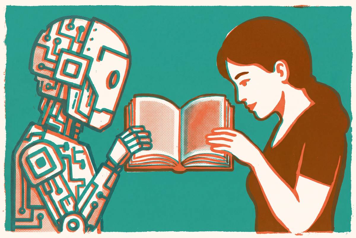 Cover illustration for “AI Tutoring Versus Human Tutoring Outcomes”