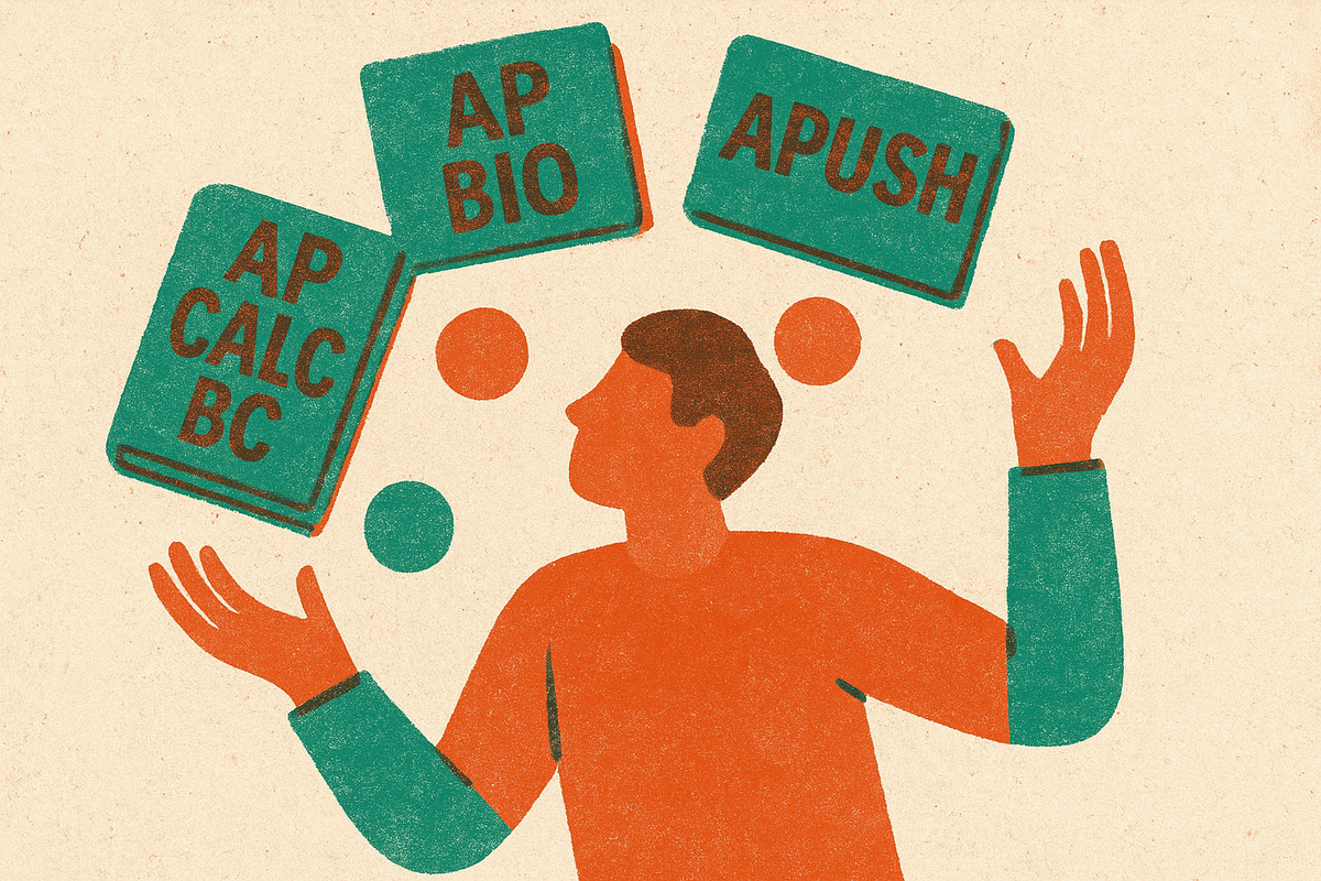 Cover illustration for “Juggling AP Bio, AP Calc BC, and APUSH Study Schedules”