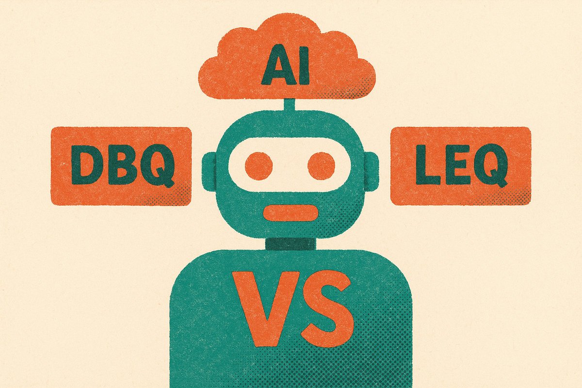 Cover illustration for “AI-graded DBQ and LEQ tools for AP students compared”