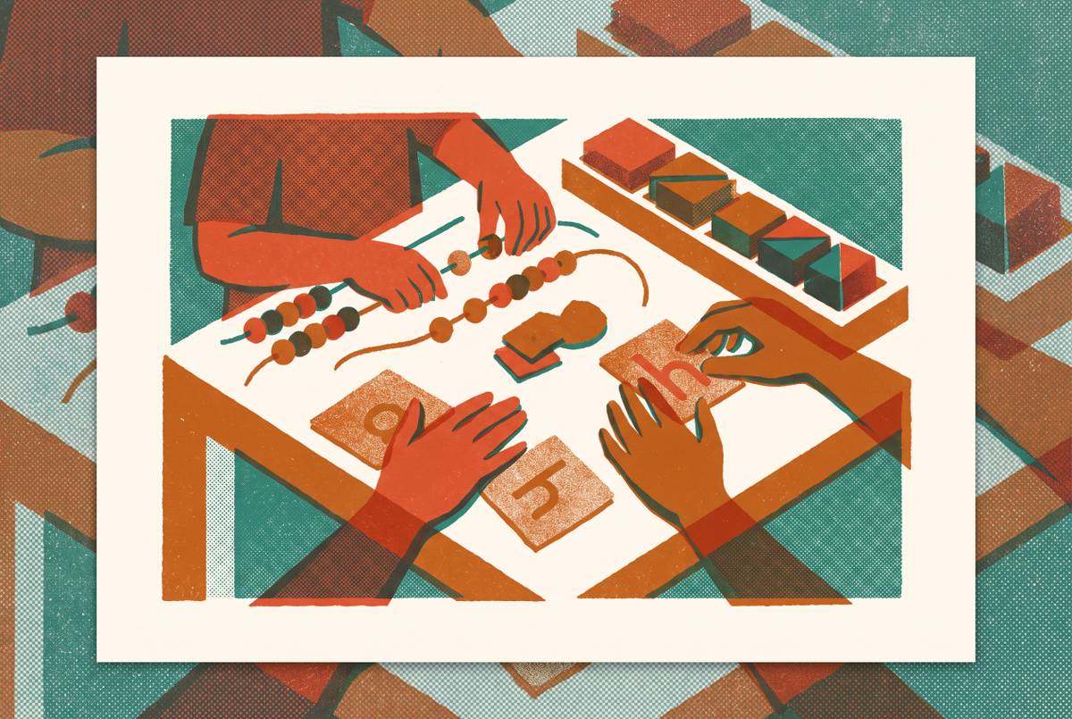Cover illustration for “Kinesthetic Learning Examples From Montessori Classrooms”