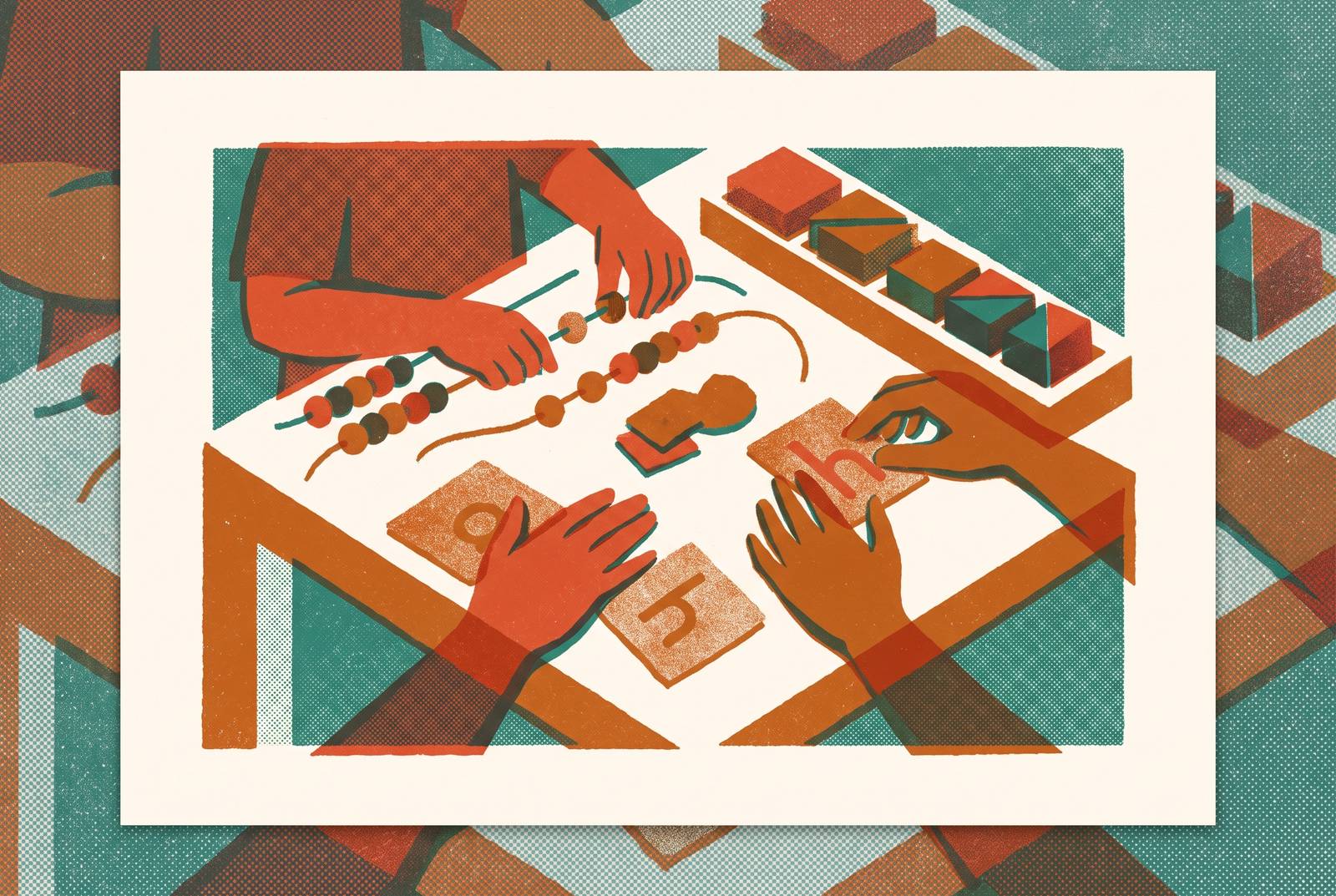 Cover illustration for “Kinesthetic Learning Examples From Montessori Classrooms”