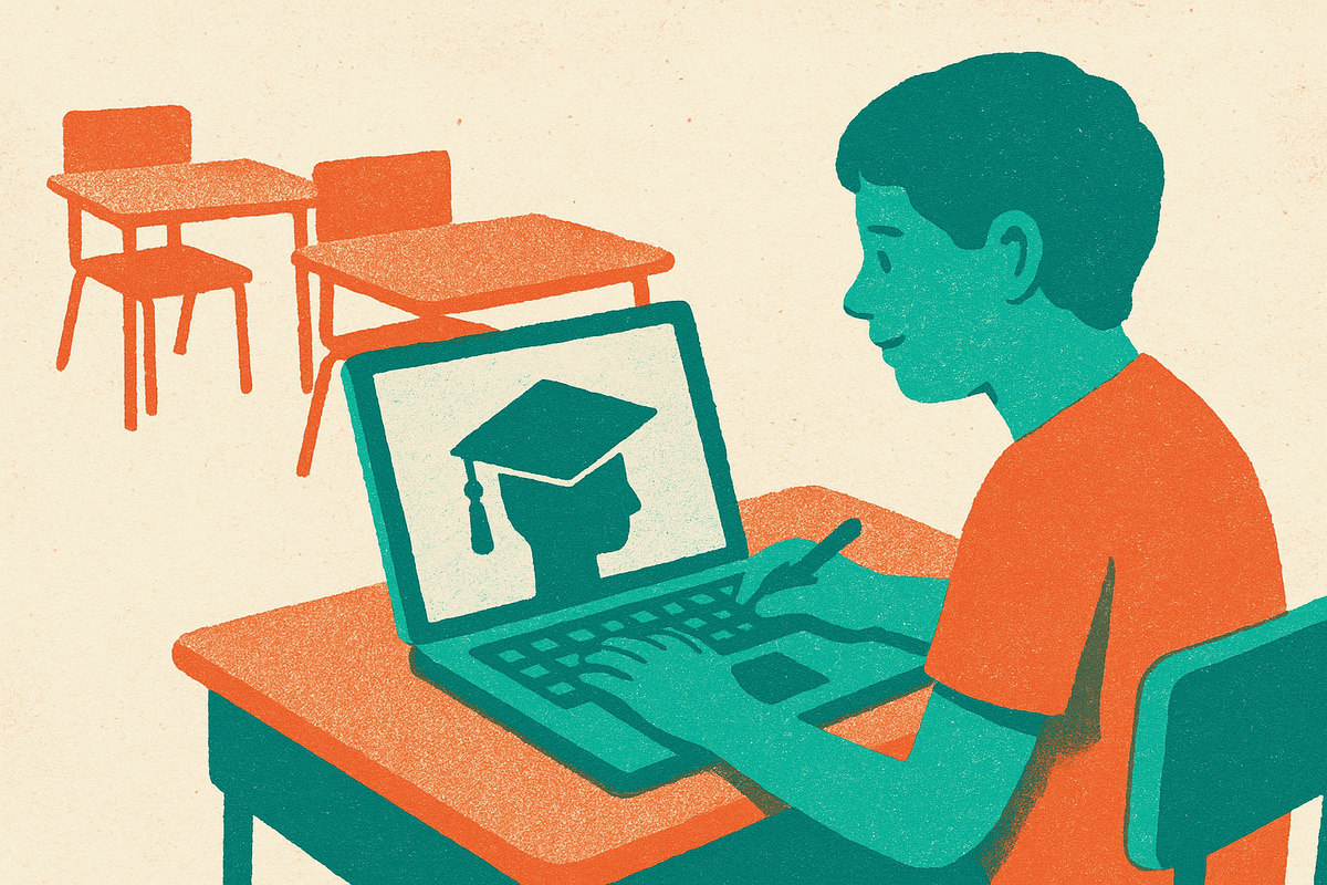 Cover illustration for “Personalized Learning Technology in K-12 Classrooms”