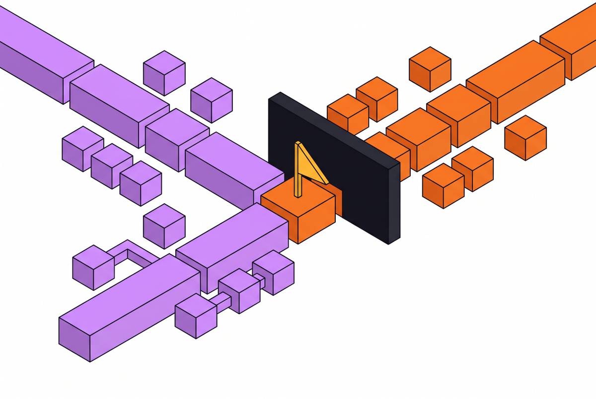 Cover illustration for “Blocking Merges on Architectural Constraint Violations”