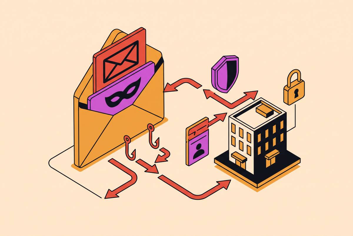 Cover illustration for “Business Email Compromise Anatomy and SMB Prevention”