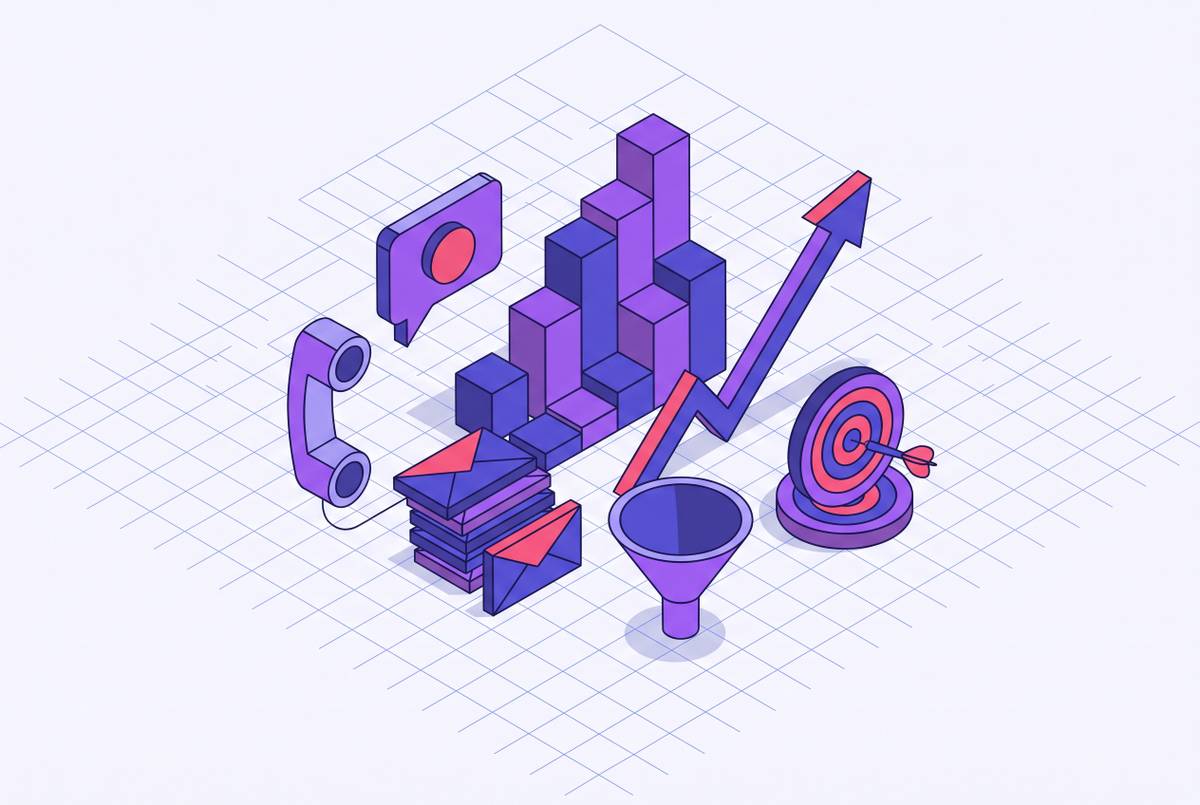 Cover illustration for “Outbound Prospecting Benchmarks for SMB Sales Teams”