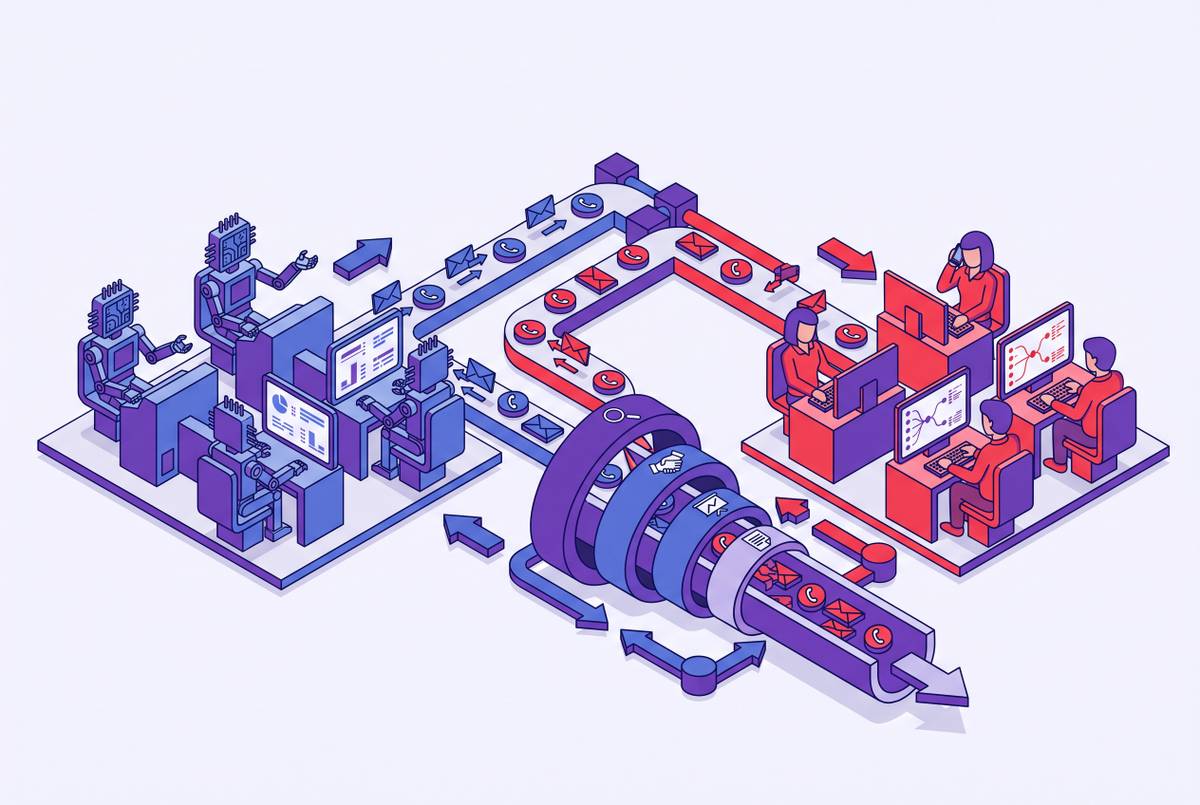 Cover illustration for “AI SDR Agents vs Human SDRs for Outbound Pipeline”