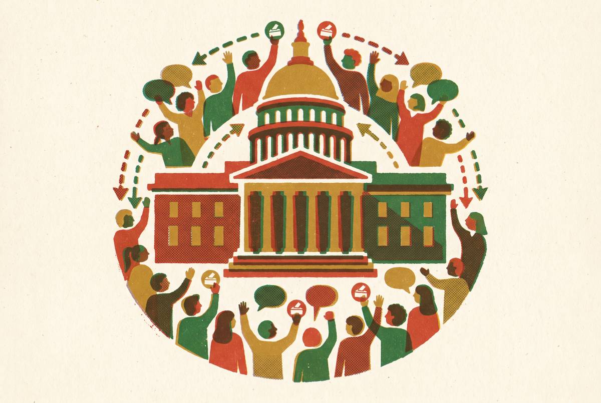 Cover illustration for “Participatory Democracy Examples in National Government Institutions”