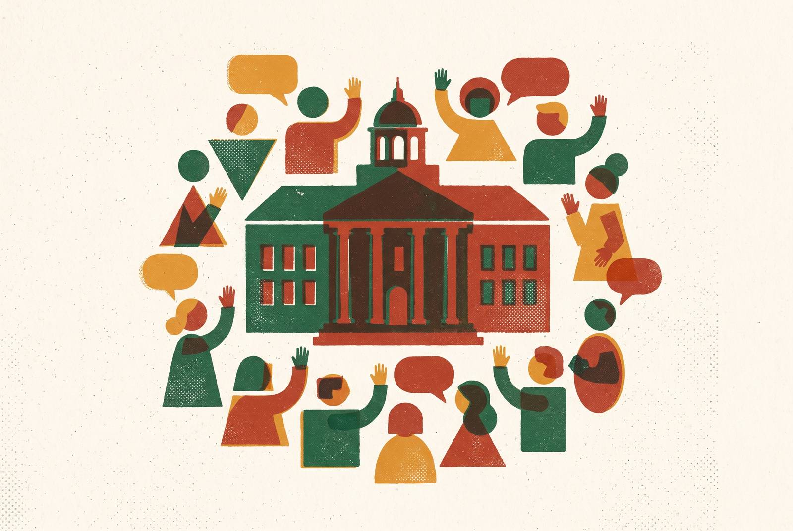 Cover illustration for “Constituent Engagement Practices of High-Performing City Councils”
