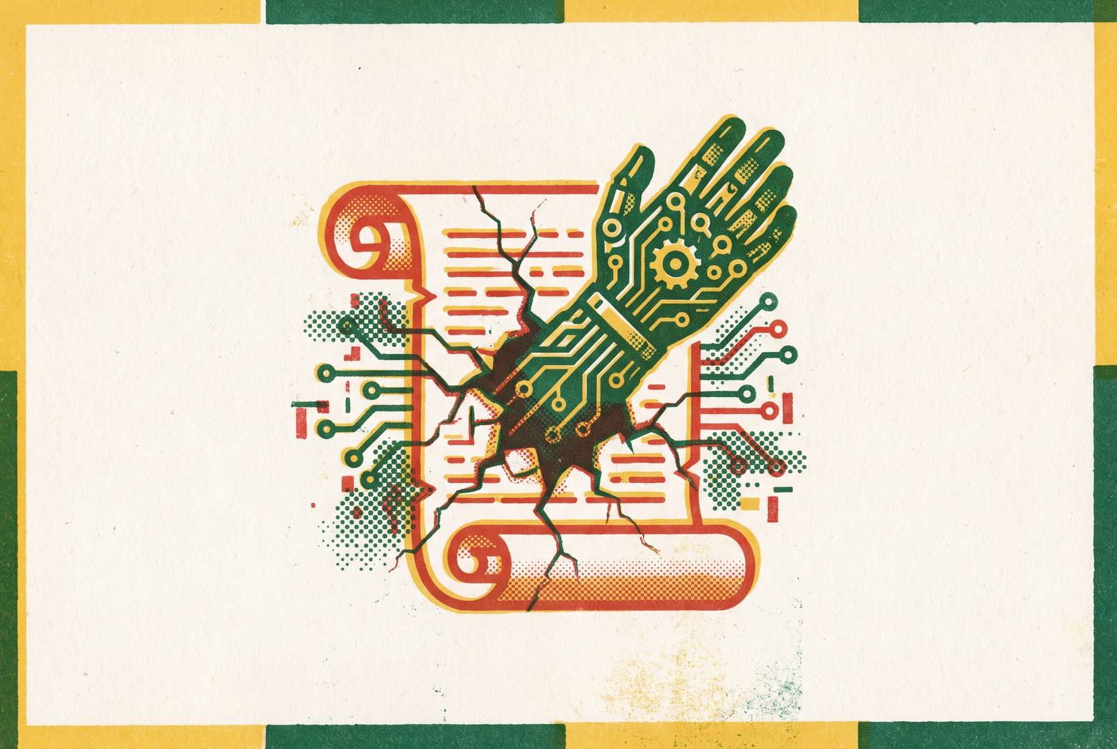 Cover illustration for “Risks of AI-Generated Legislation in the Public Policy Process”