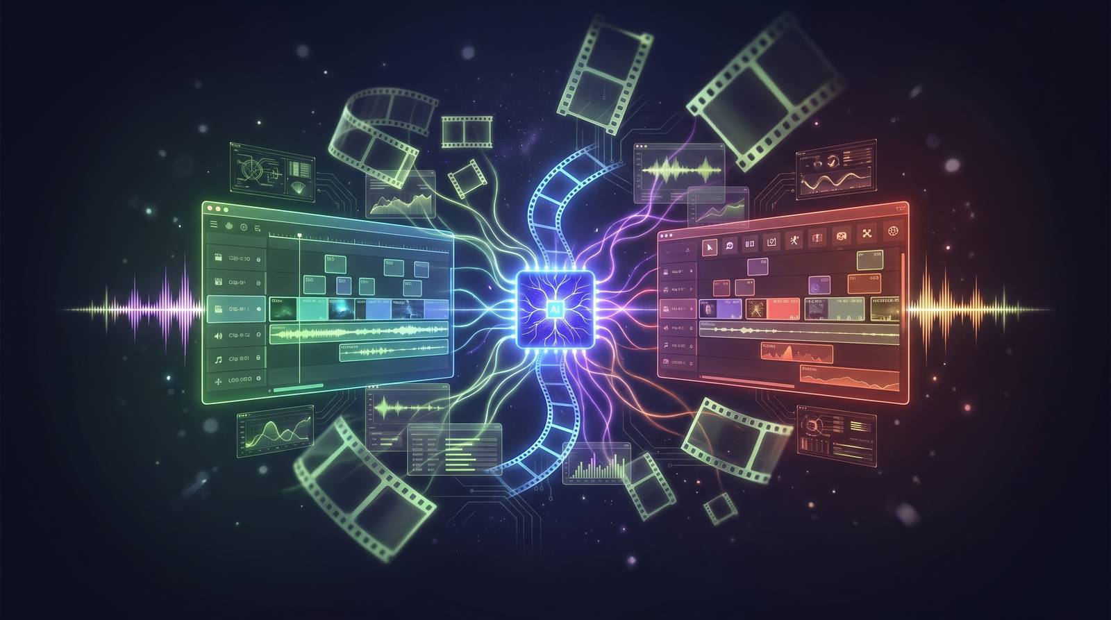 Cover illustration for “Integrating AI Pre-Cut Tools with Premiere Pro and DaVinci Resolve”