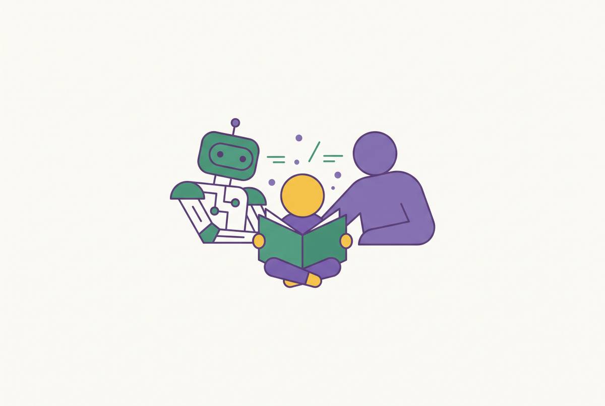 Cover illustration for “AI vs. Human Tutors for Early Reading Intervention”