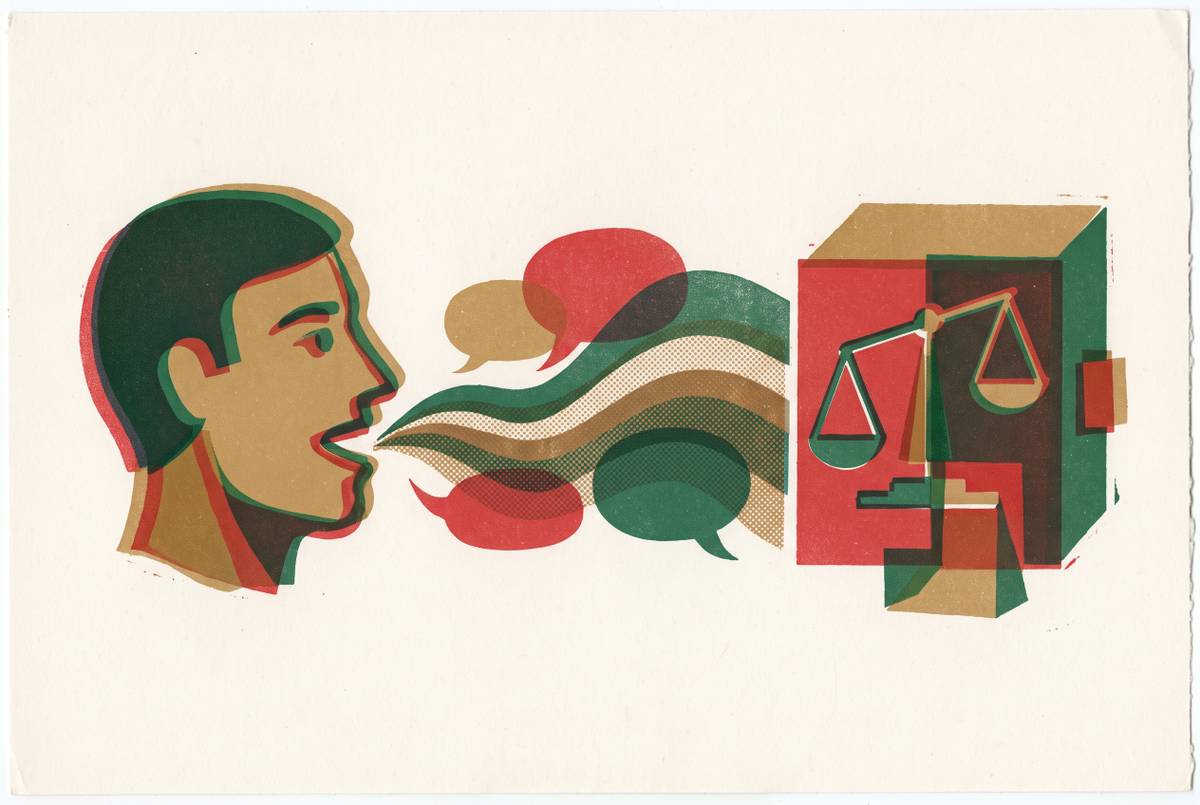 Cover illustration for “Accent and Dialect Effects on AI Debate Judge Scores”