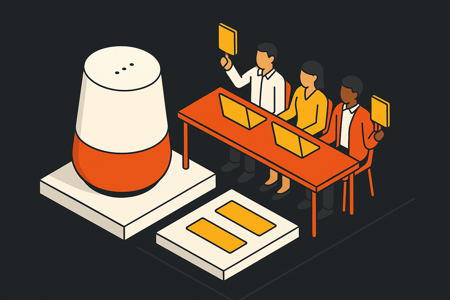Cover illustration for “Multi-Model Judge Panels for Voice AI Evaluation”
