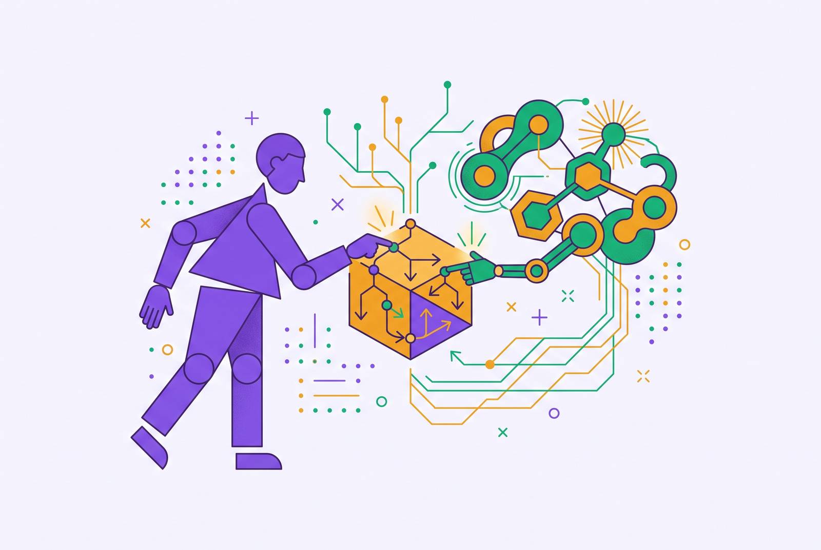 Cover illustration for “Human-AI Collaboration Patterns in Workplace Decision Support”