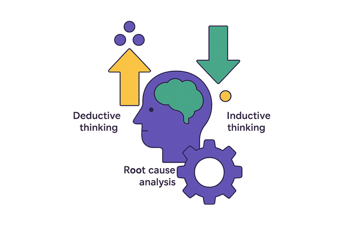 Cover illustration for “Inductive vs Deductive Thinking in Root Cause Analysis”