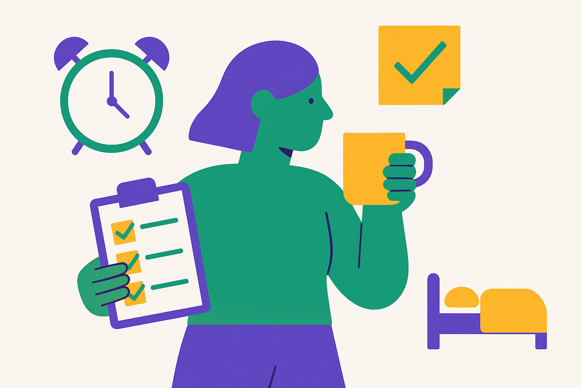Cover illustration for “ADHD Morning Routine Checklist for Working Adults”