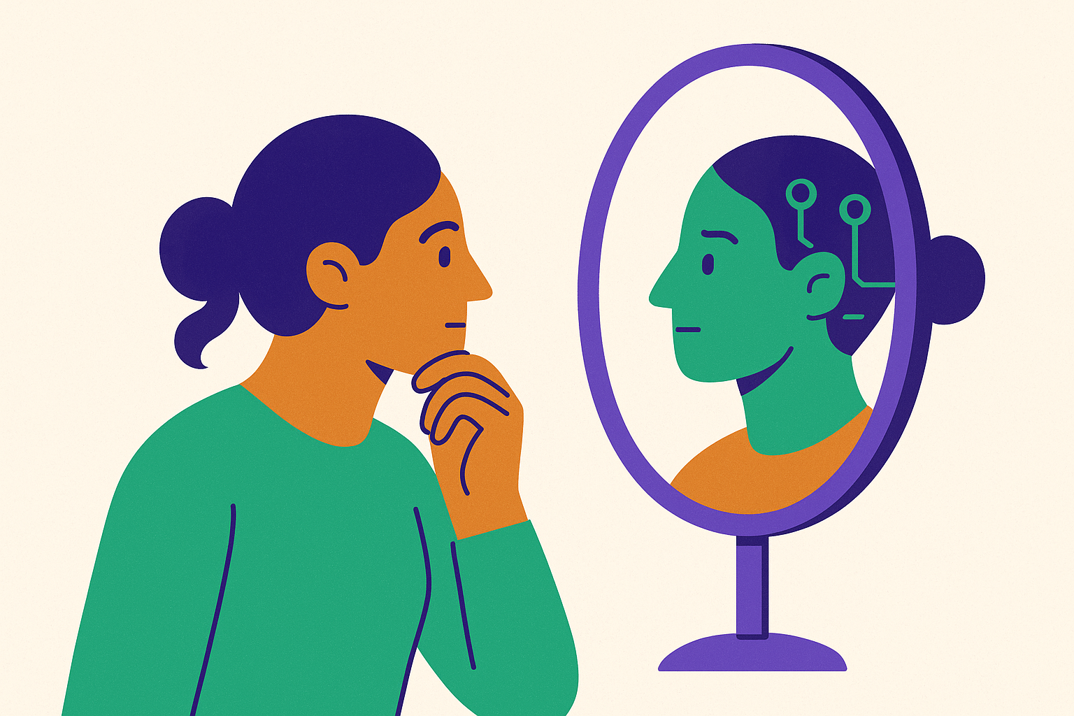 Cover illustration for “AI as a Mirror for Self-Knowledge”