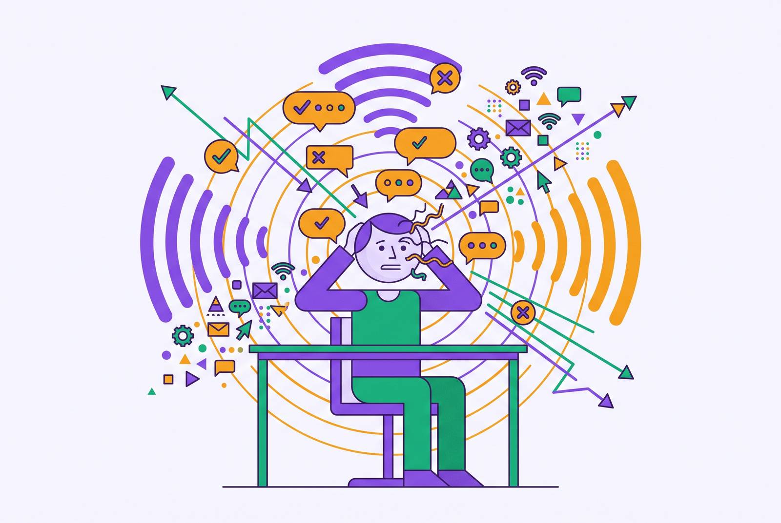 Cover illustration for “Sensory Overload and Cognitive Performance in Open-Plan Work Environments”