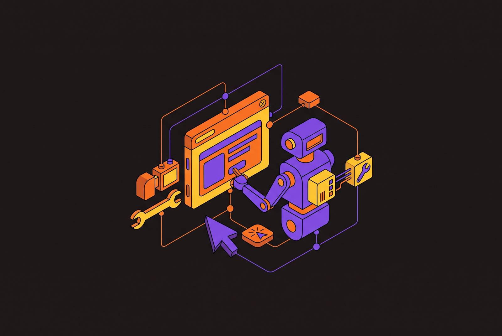 Cover illustration for “Tool Design for Web-Browsing AI Agents”