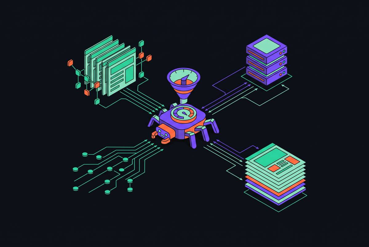 Cover illustration for “Crawl Budget Management for Large-Scale AI Data Collection”
