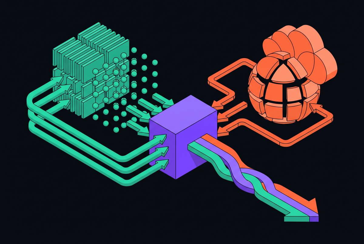 Cover illustration for “Hybrid Retrieval Combining Vector Search and Live Web Fetch”