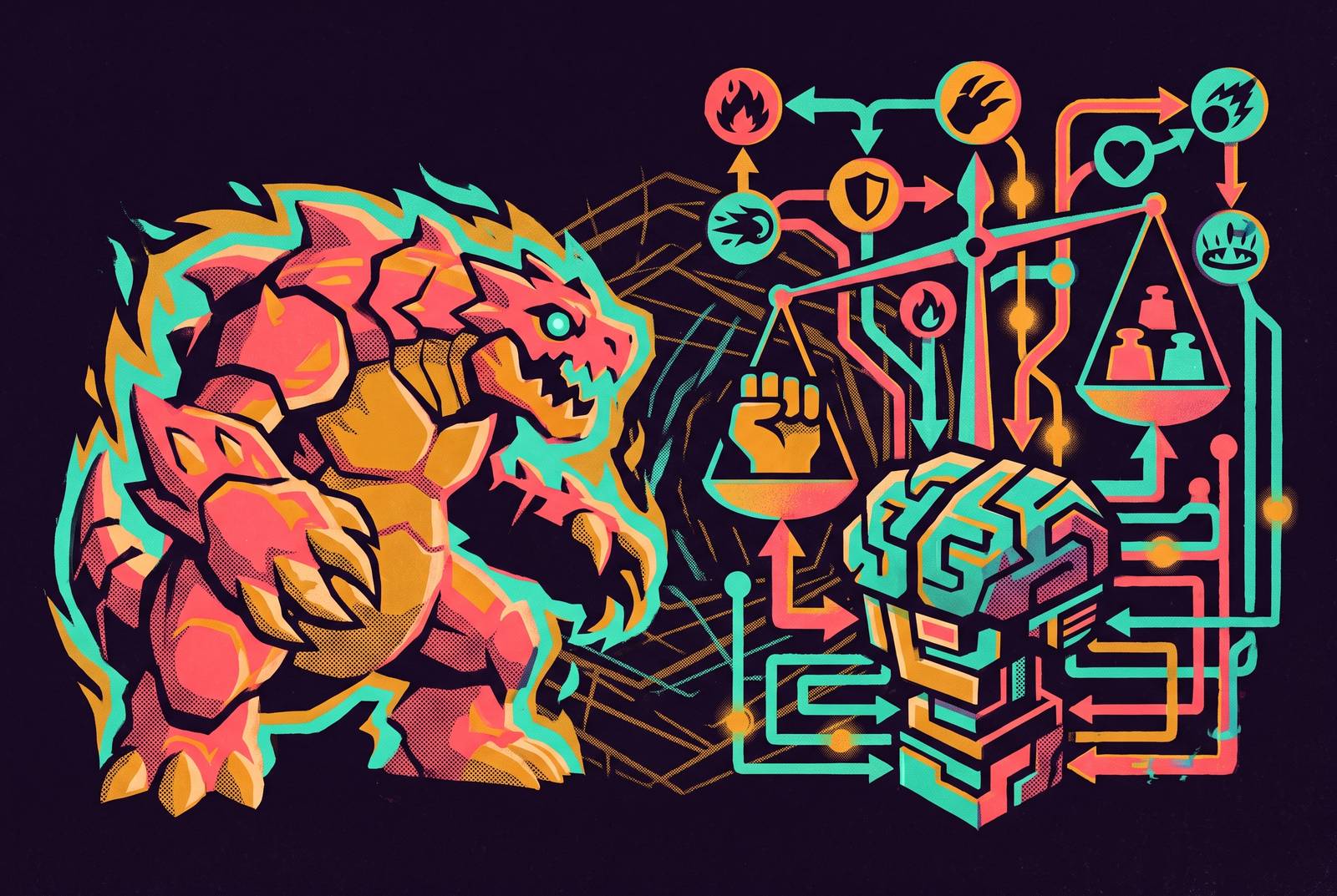 Cover illustration for “AI Opponent Logic for Creature Battle Games”