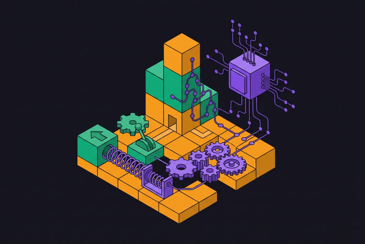 Cover illustration for “Using AI Tools to Add Mechanics a No-Code Creator Could Not Script Manually”