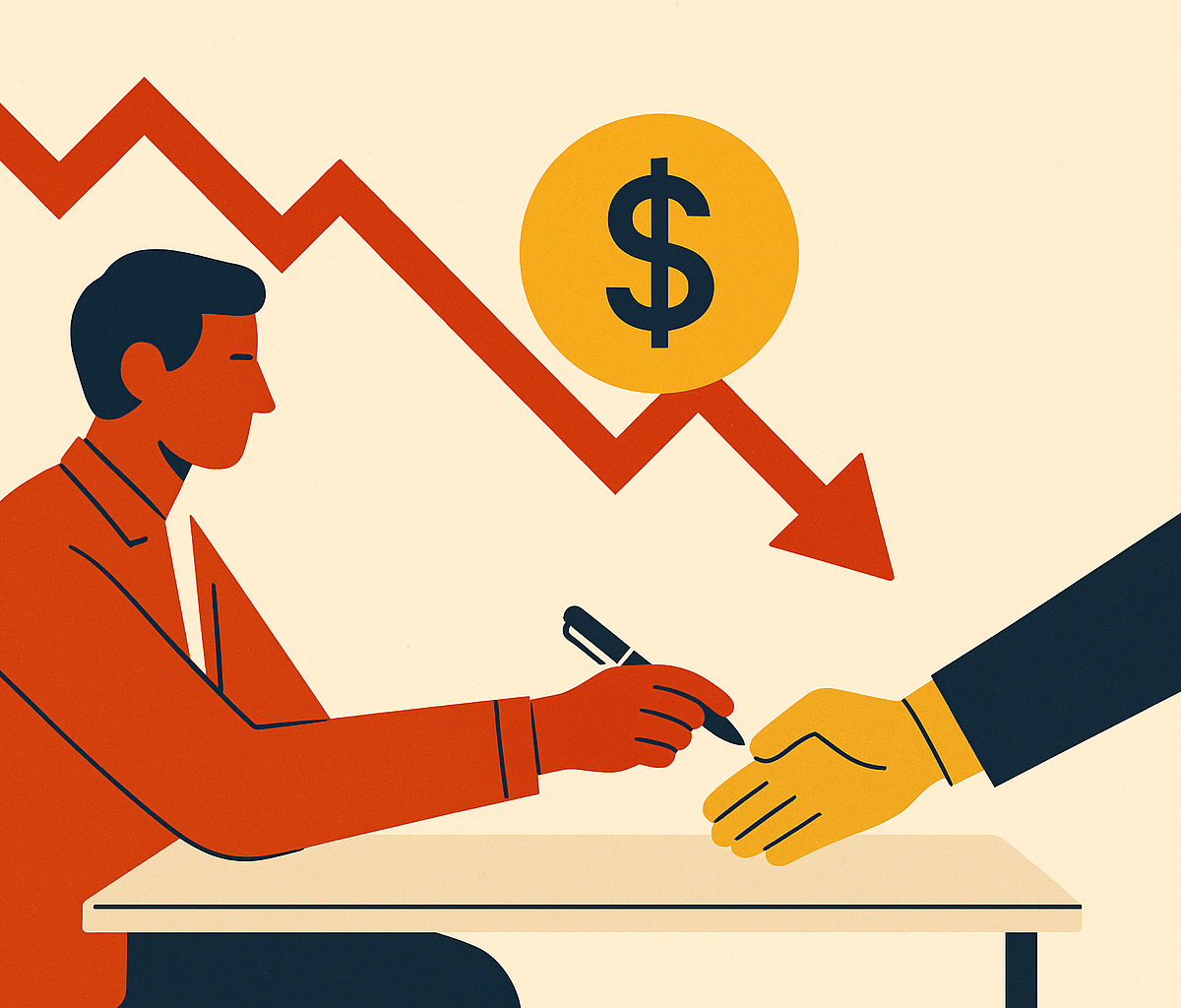 Cover illustration for “Down Round Dynamics and Founder Negotiation Leverage”