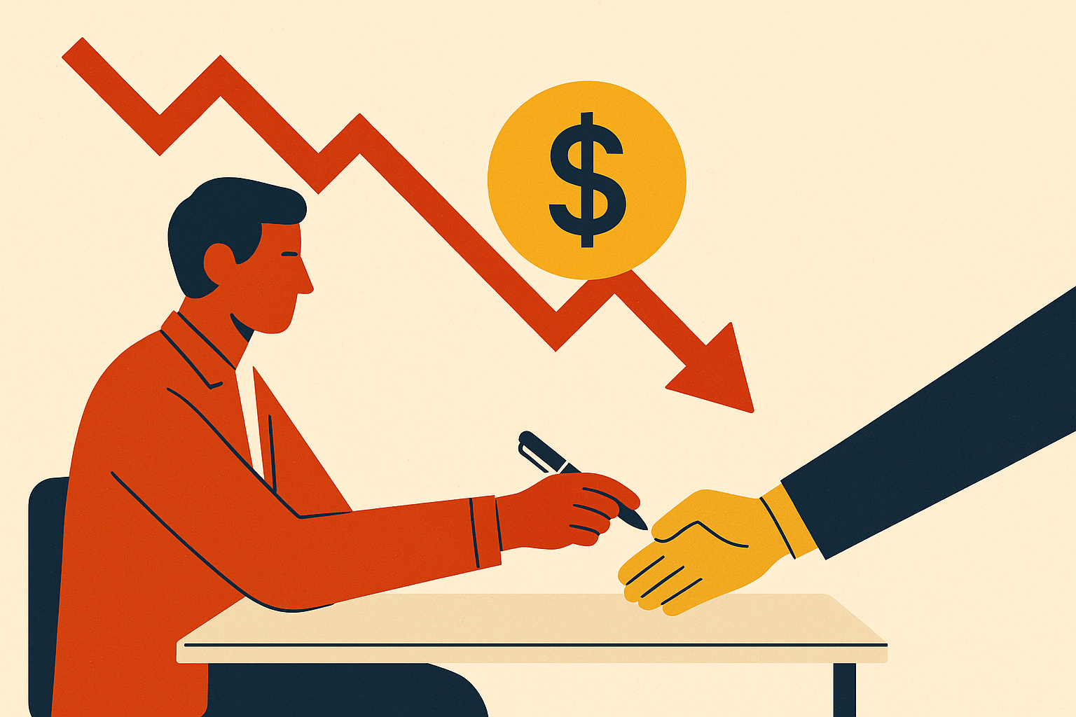 Cover illustration for “Down Round Dynamics and Founder Negotiation Leverage”