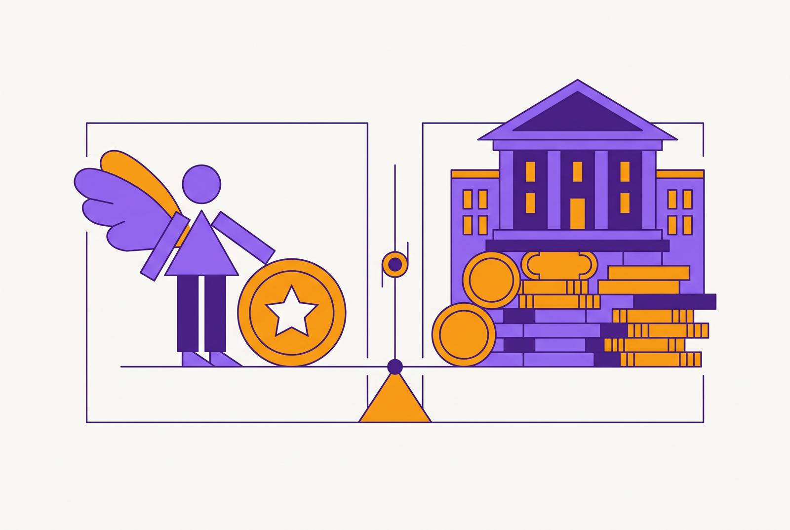 Cover illustration for “Angel Investors vs. Institutional VCs for Seed Rounds”
