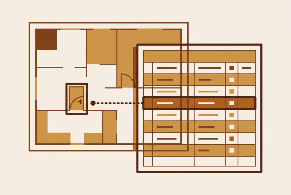 Cover illustration for “Reading Door Schedules Against Floor Plans Simultaneously”